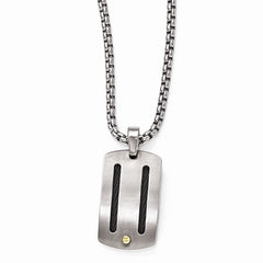 Titanium Cable Necklace with 18K Rivets and Sterling Silver Bezel