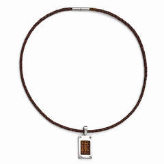 Edward Mirell Titanium Necklace with Brown Leather Cord Gift Box