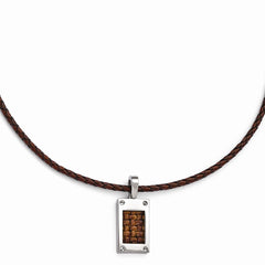 Edward Mirell Titanium Necklace with Brown Leather Cord Gift Box