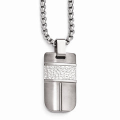 Sophia Jewelers Titanium & Sterling Hammered Pendant Necklace Polished Gift Ready