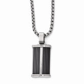 Edward Mirell Black Titanium Necklace with Grooved Pendant Gift Ready