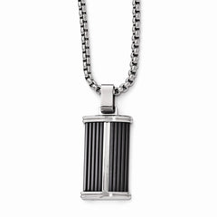 Edward Mirell Black Titanium Necklace with Grooved Pendant Gift Ready