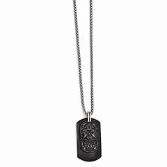Edward Mirell Two-Tone Titanium Necklace with Sterling Silver Dog Tag