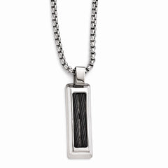 Edward Mirell Titanium Necklace with Black Memory Cable and Pendant
