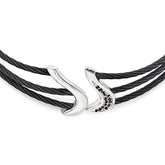 Sophia Jewelers Titanium Two-Tone Black Spinel Flex Necklace Elegant Design