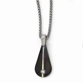 Sophia Jewelers Titanium Necklace with Anodized Black Ti, White Sapphire Elegance