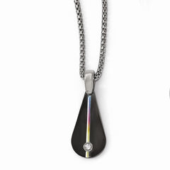 Sophia Jewelers Titanium Necklace with Anodized Black Ti, White Sapphire Elegance