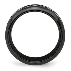 Titanium Wedding Band with Anodized Blue Scroll Design