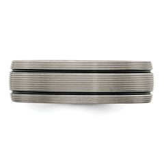 Titanium Wedding Band with Grooved Texture and Polished Finish