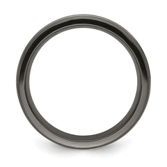 Titanium Wedding Band with Grooved Texture and Engravable Design