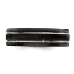 Titanium Wedding Band with Grooved Texture and Engravable Design