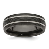 Edward Mirell Titanium Black Ti Textured Lines 7mm Band