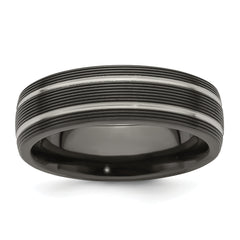 Edward Mirell Titanium Black Ti Textured Lines 7mm Band