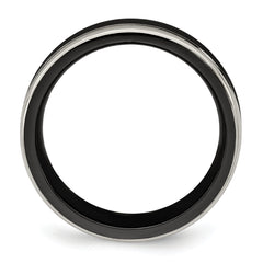 Edward Mirell Titanium Wedding Band with Polished Grooved Design