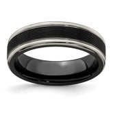 Edward Mirell Black TI -Traction Finish WithPolished Edge6.5mm Band