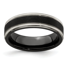 Edward Mirell Black TI -Traction Finish WithPolished Edge6.5mm Band