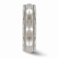 Titanium Milgrain Wedding Band with Brushed Polished Finish Engravable