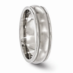 Titanium Milgrain Wedding Band with Brushed Polished Finish Engravable
