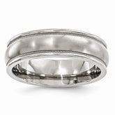 Titanium Milgrain Wedding Band with Brushed Polished Finish Engravable