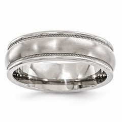 Titanium Milgrain Wedding Band with Brushed Polished Finish Engravable