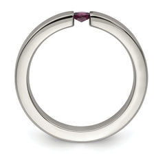 Sophia Jewelers Titanium Wedding Band with Rhodolite Garnet Brushed Finish