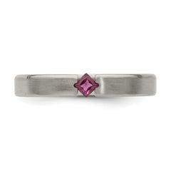 Sophia Jewelers Titanium Wedding Band with Rhodolite Garnet Brushed Finish