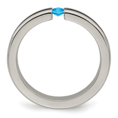 Edward Mirell Titanium Wedding Band with Sky Blue Topaz Accent