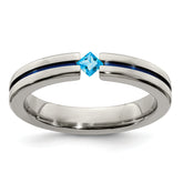 Edward Mirell Titanium Blue Topaz and Blue Anodized 4mm Band