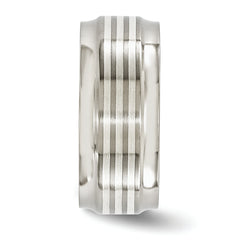 Edward Mirell Titanium and Silver Wedding Band with Beveled Edge