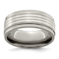 Edward Mirell Titanium WithSterling Silver Inlay Beveled Edge 9mm Band