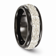 Sophia Jewelers Titanium Silver Two-Tone Engravable Wedding Band 9mm Gift Ready