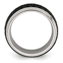 Edward Mirell Titanium Wedding Band with Engravable Black Ti Accents