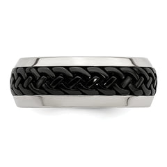Edward Mirell Titanium Wedding Band with Engravable Black Ti Accents