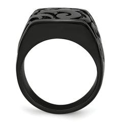 Titanium Men's Signet Ring with Casted Design and Gift Packaging