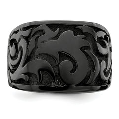 Titanium Men's Signet Ring with Casted Design and Gift Packaging