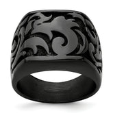 Edward Mirell Titanium Black Ti Casted Design Signet Ring