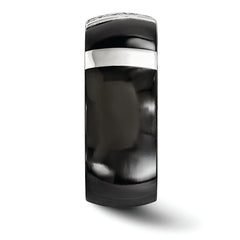 Edward Mirell BlackTi & Sterling Silver Diamond Wedding Band with Polished Two-Tone Finish