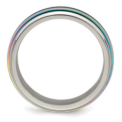 Sophia Jewelers Titanium Wedding Band with Multi-Color Anodized Grooves
