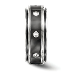 Edward Mirell Titanium Wedding Band with White Sapphire Bezel