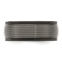 Titanium Wedding Band with Grooved Step Edge Polished Finish