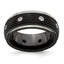 Edward Mirell Titanium & Black Ti With White Sapphires Grooved Ring