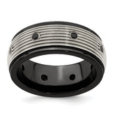 Edward Mirell Black Ti & Titanium Polished & Spinel Grooved Ring
