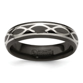 Edward Mirell Black Ti and Argentium Sterling Silver Brushed/Polished Infinity Design 6mm Domed Band
