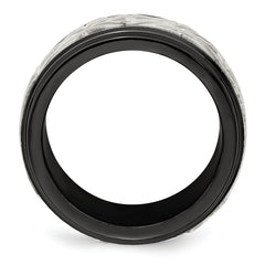 Edward Mirell Black Titanium and Sterling Silver Polished Fancy Wedding Band