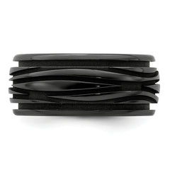 Titanium Wedding Band with Polished Grooved Design Gift Ready