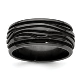 Edward Mirell Black Ti Polished Grooved Waves 10mm Band