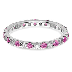 14K White Gold Lab Grown Dia VS/SI GH & Cr Pink Sapp Eternity Ban