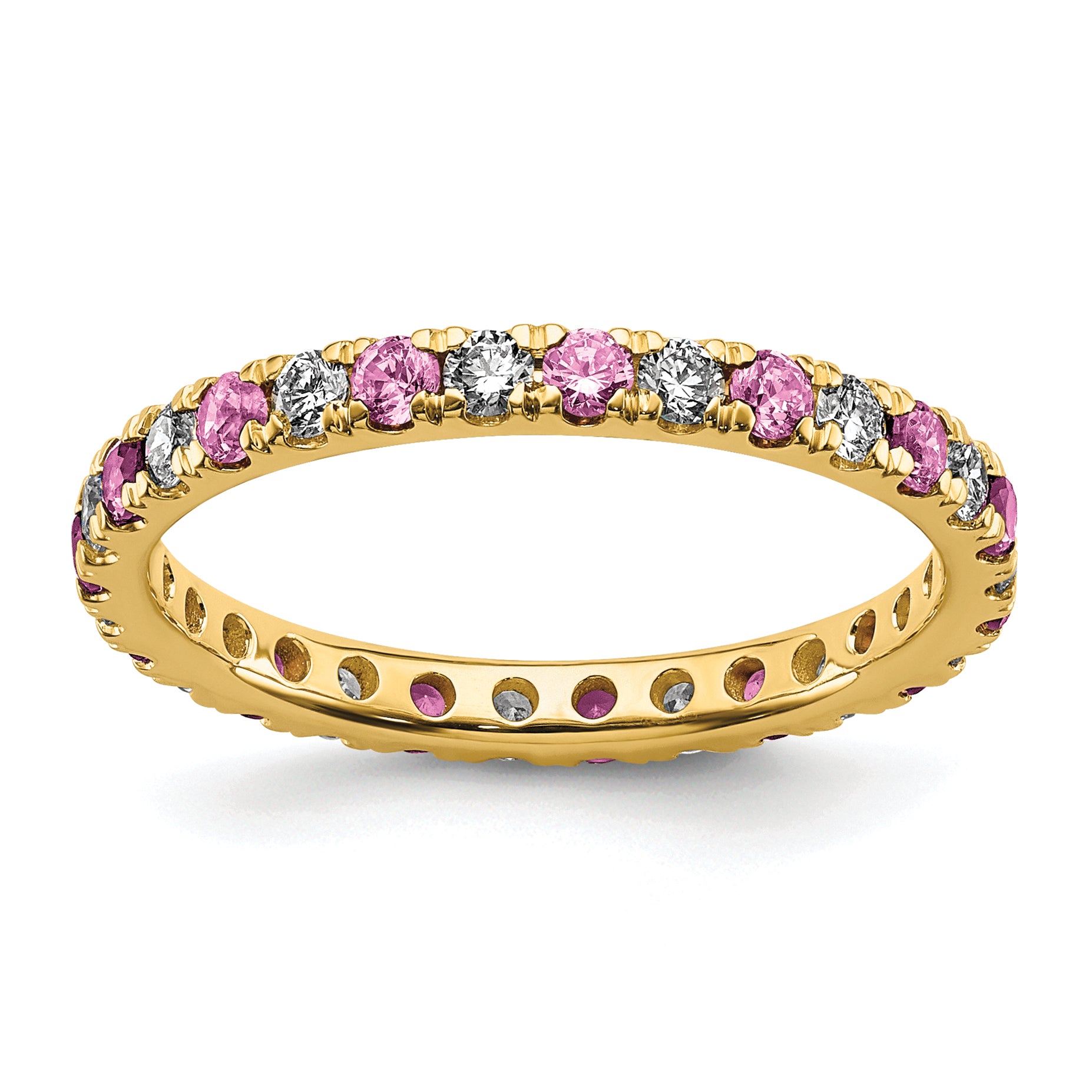 14K Lab Grown Diamond VS/SI GH & Cr Pink Sapp Eternity Band