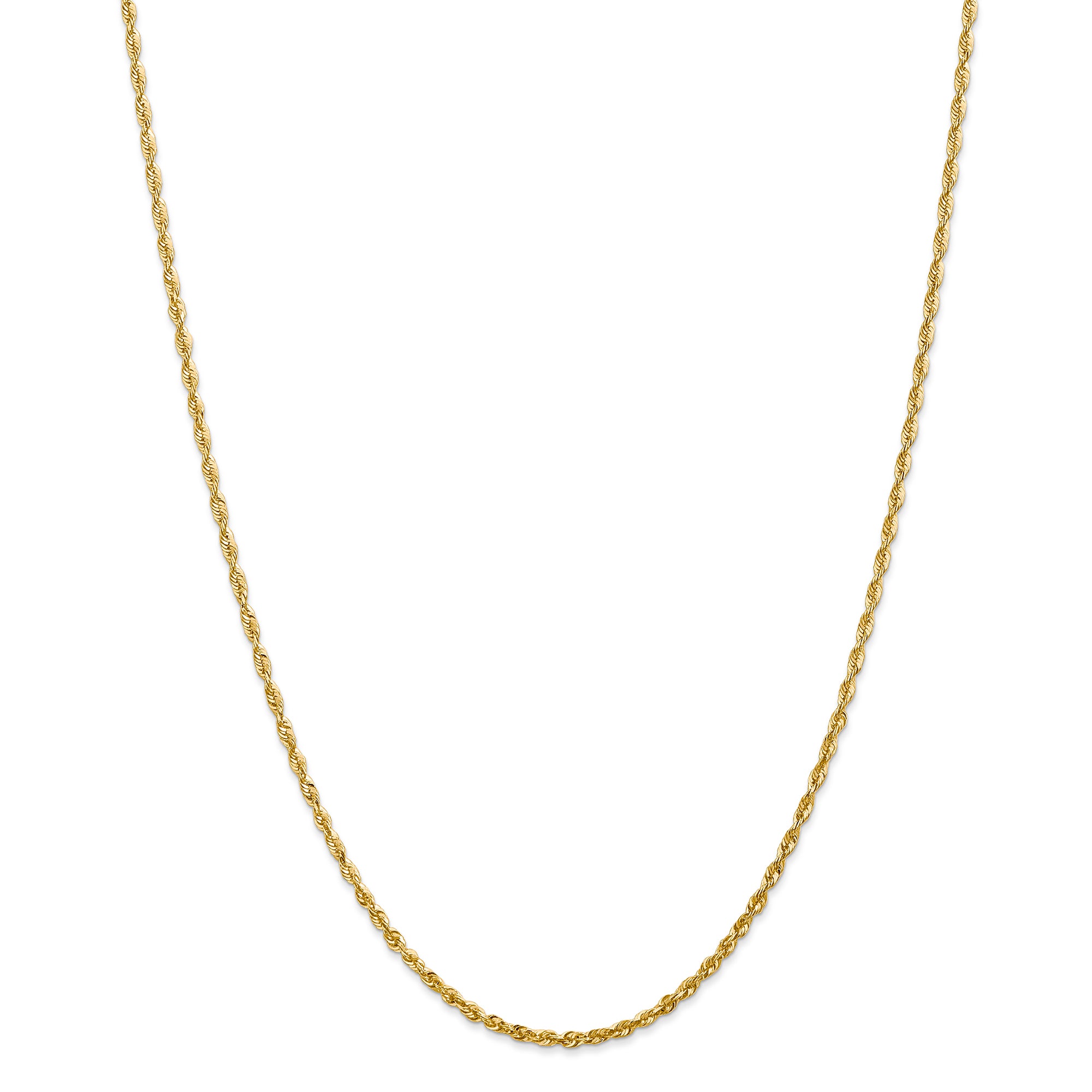 14K 2.15mm Diamond Cut Extra-Light Rope Chain