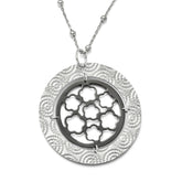 Sterling Silver Ruthenium-Plated Beaded Floral Pendant Necklace